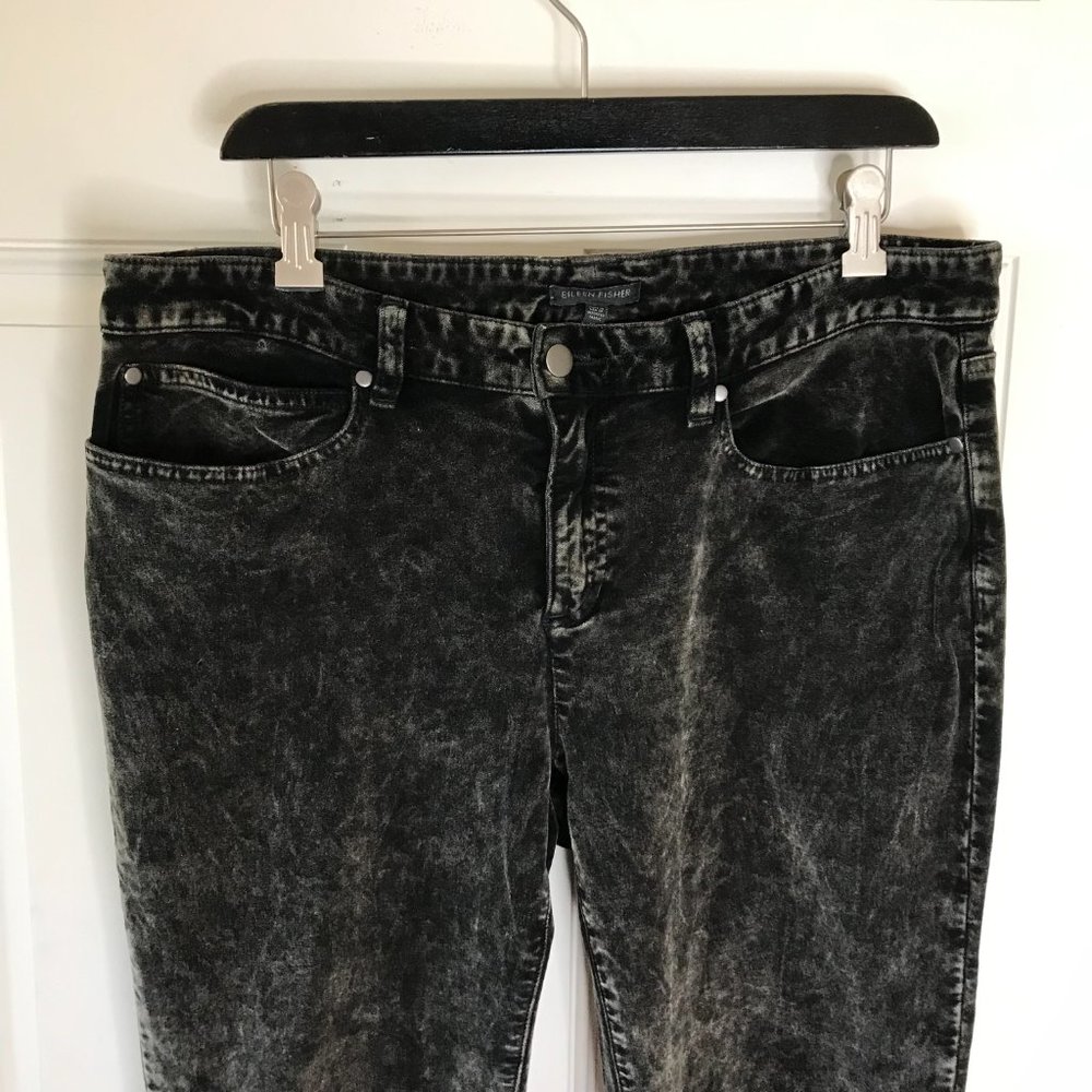 Eileen Fisher Womens Velour Skinny Pants Off-Black - Picture 2 of 6